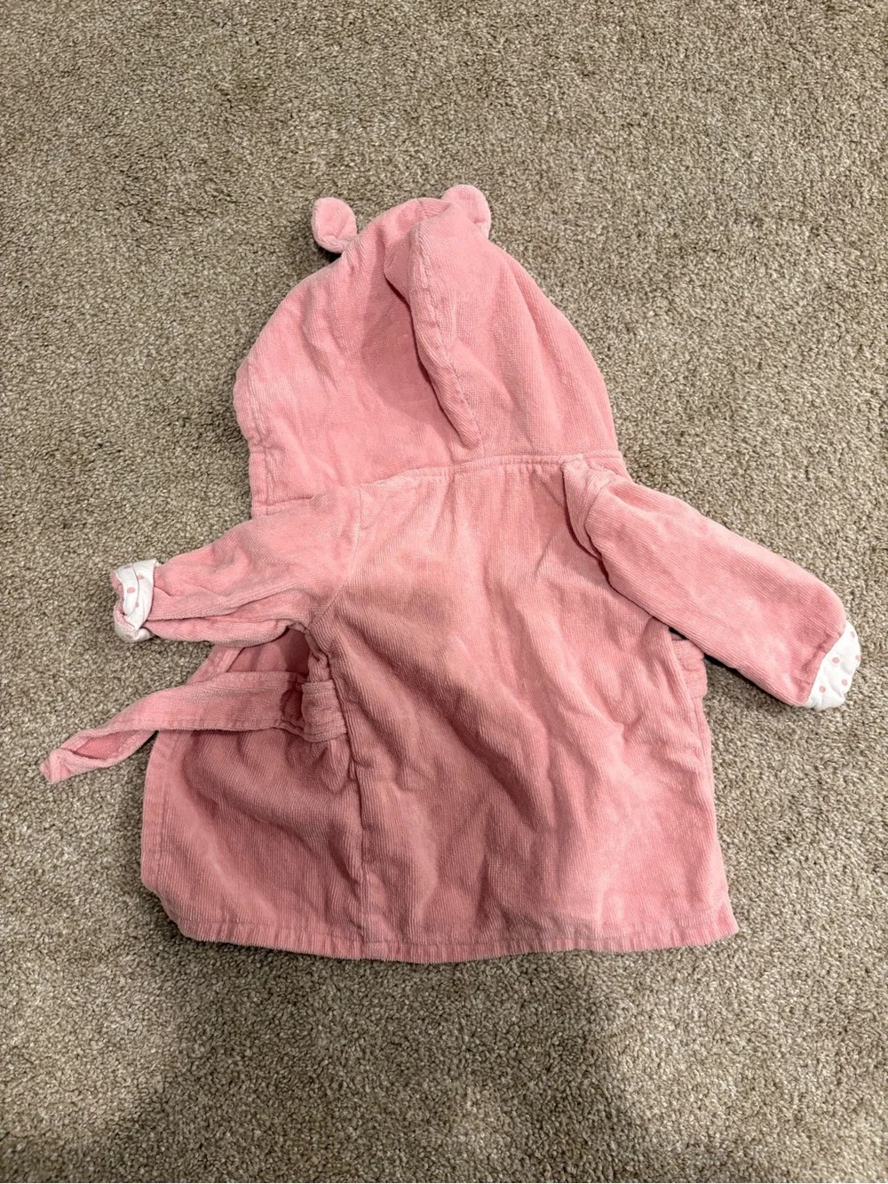 Carter’s Baby Girl Pink Hooded Animal Bath Robe 0–9 Months Soft Plush